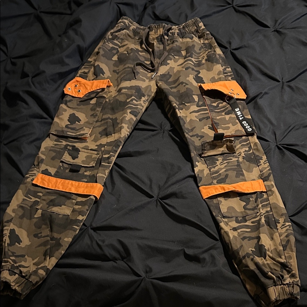 Fashion Nova Camouflage Pants with Orange Details